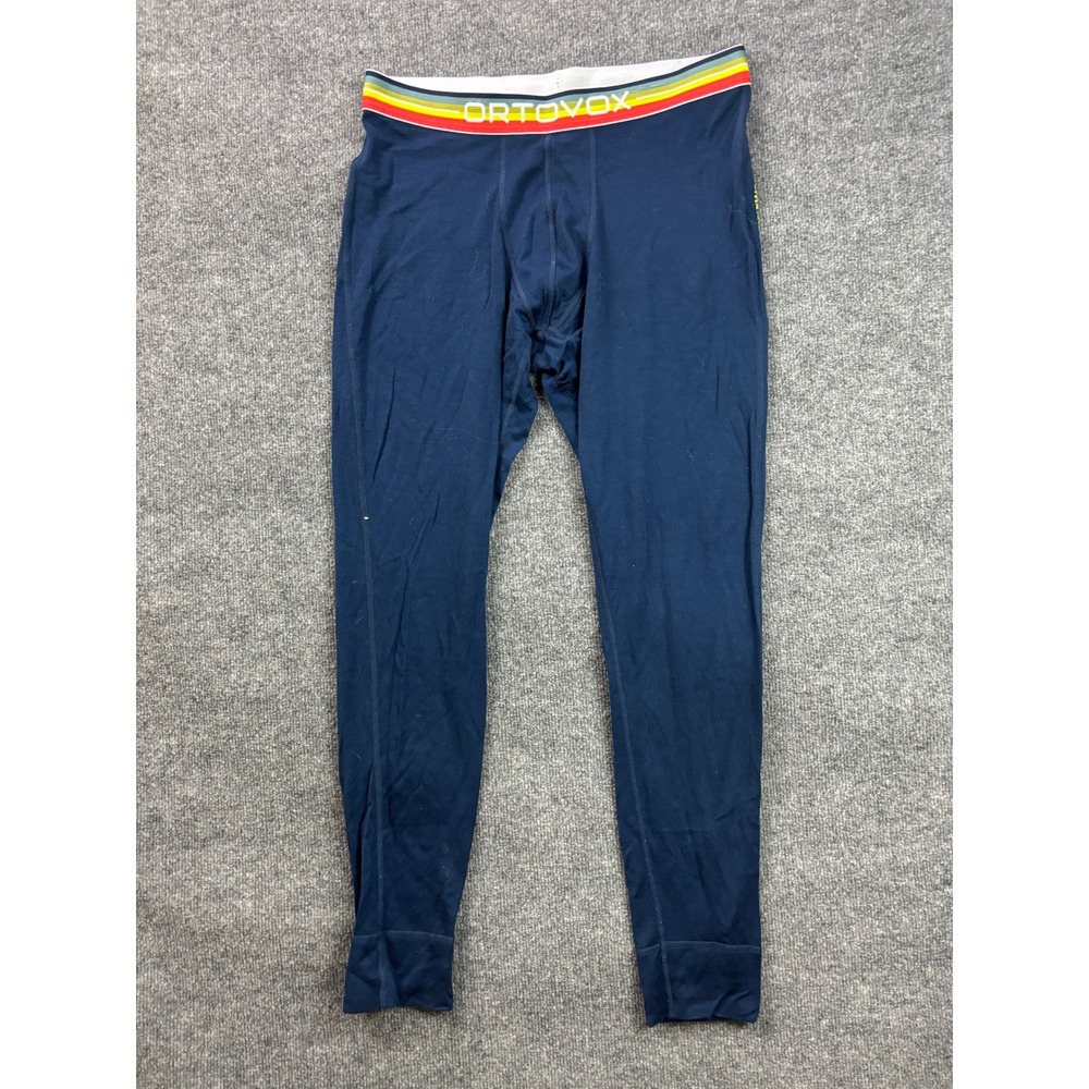 Ortovox Rock'N'Wool Base Layer Pants Mens XL Navy Blue Merino Wool Long Johns